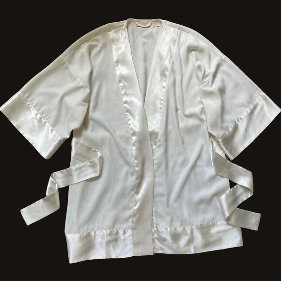 Victoria’s Secret Vintage Ivory Satin Robe | Kimono Style, Bridal, Gold Label OS - Picture 2 of 5